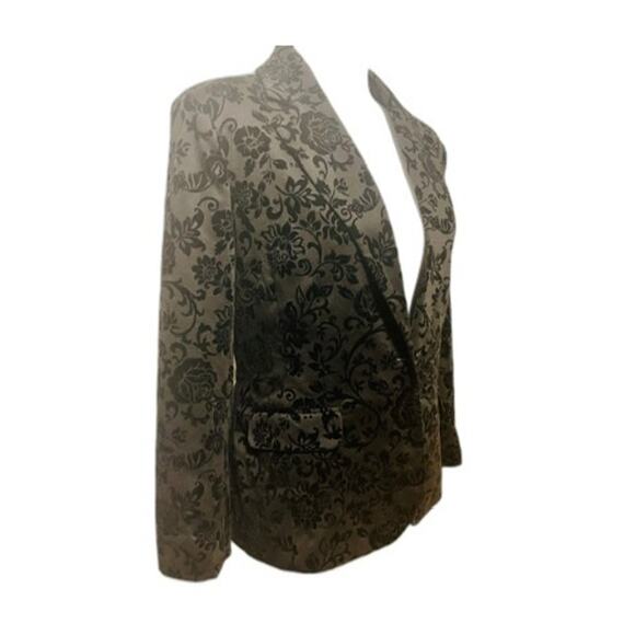 Covington Black Floral Flocked Velvet Blazer Jacket Size Large whimsigoth formal - Picture 3 of 12